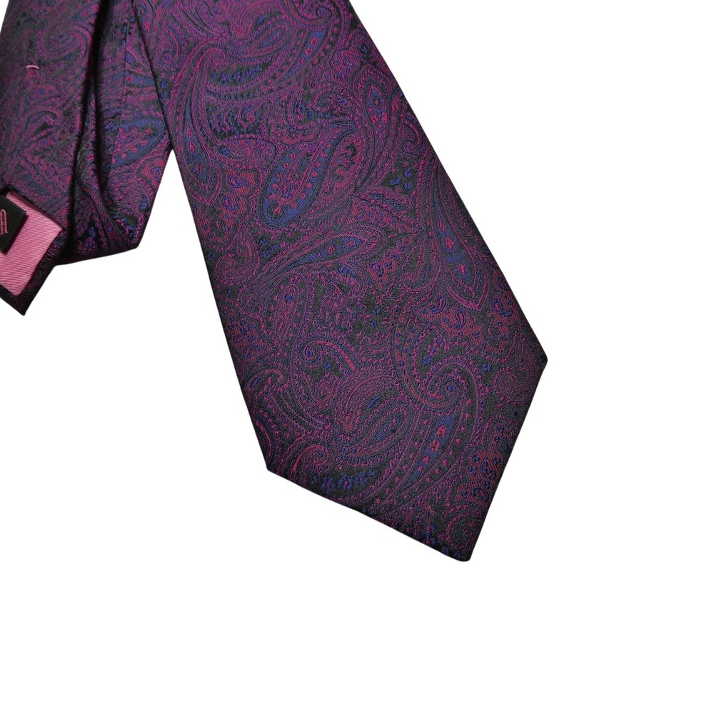 Garrick Anderson Tie Mens One Size Purple Paisley Silk Jacquard Necktie England